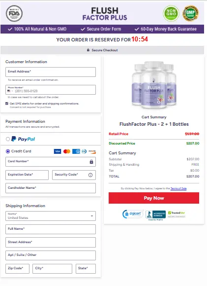 Flush Factor Plus order page